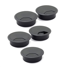Zydiwo 5pcs 2 Inch (50mm) Desk Cable Grommet Cable Hole Cover Computer Table Cord Wires Organizer Cord Desk Wire Grommet (Black-50mm-5pc)