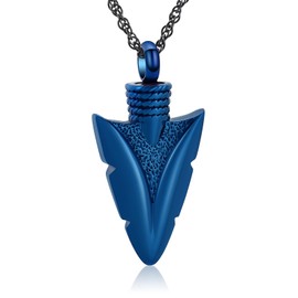 shajwo Cremation Jewelry Arrowhead Urn Necklace for Ashes for Women Men Memorial Keepsake Ash Necklace for Human Ashes,Blue