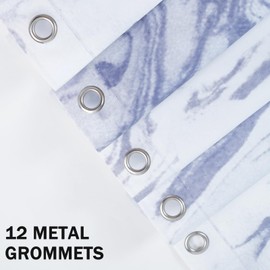 Marble Shower Curtain, Plastic Shower Curtain - 72 x 72 inch, Translucent - Waterproof PEVA Shower Curtain for Bathroom, 12 Plastic Hooks Included (Blue)