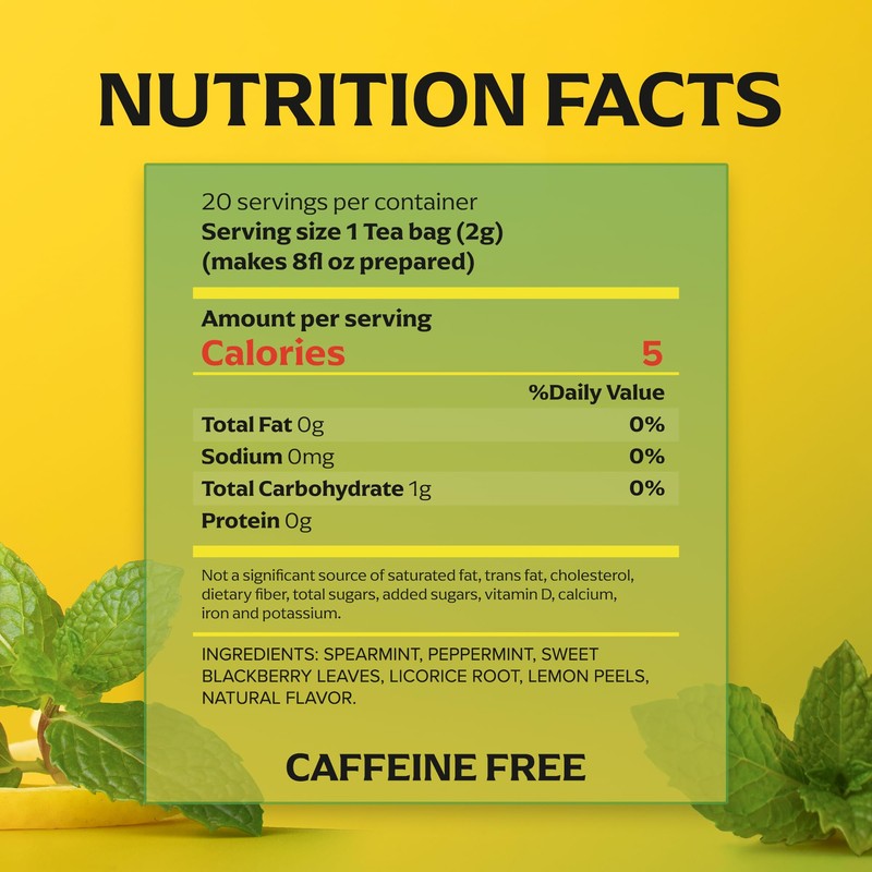 Lipton Smooth Mint with Lemon Peels Tea Bags, caffeine free