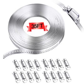 maierke 304 Stainless Steel Hose Clamp Assortment Kit,DIY 35FT Metal Strap + 16 Stronger Fasteners,Adjustable Worm Gear Hose Clamps Screw Clamps for Pipe,Tube,Duct and Fuel Line