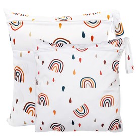 Darryy Wet Bag Nursery, Wetbag Nursery Set of 2, Laundry Bag Kita Waterproof, Wet Bag Washable, Nappy Bag Wet Bag, Wet Bag Cloth Nappies, Wet Bags Reusable, rainbow, Wet bag nursery