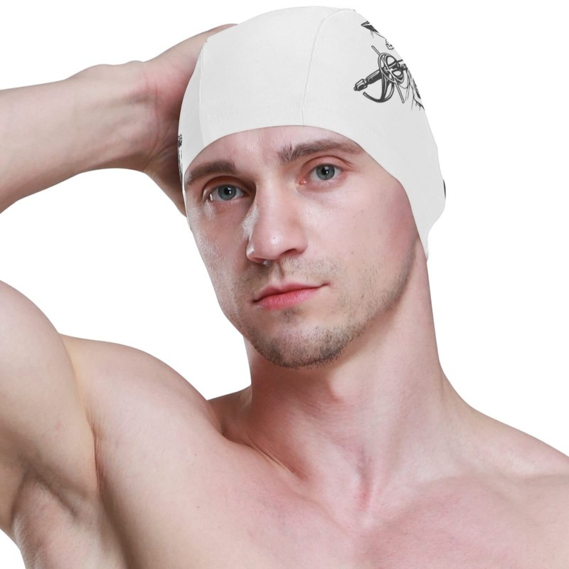 Dallonan Swimming Cap Skull Pirate Adult Swim Cap Polyester