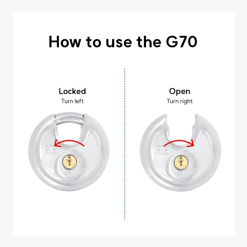 Zarker G70 Heavy Duty Stainless Steel Keyed Discus Padlock –