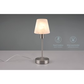 lightling Ludwig Table Lamp with Base in Matt Nickel Metal Glass Shade White Alabster Touch On/Off 1 x E14 Max. 40 W Diameter 12 cm Height 32 cm