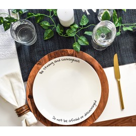 ChitChat Ware Porcelain Dinner Plates, 4Pcs White Round Dessert or Salad Plate, Serving Dishes, Dinnerware Set, Scratch Resistant I Praise Set, Microwave & Dishwasher Safe (10.5-inch)