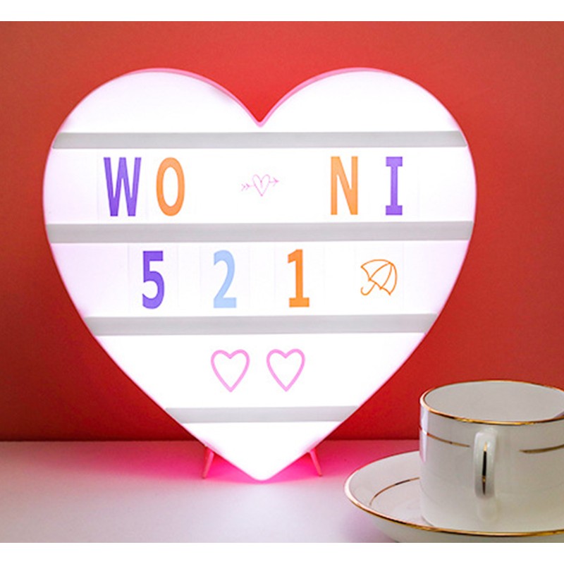 Cinema Light Box Black Heart Shaped LED Light Up Light