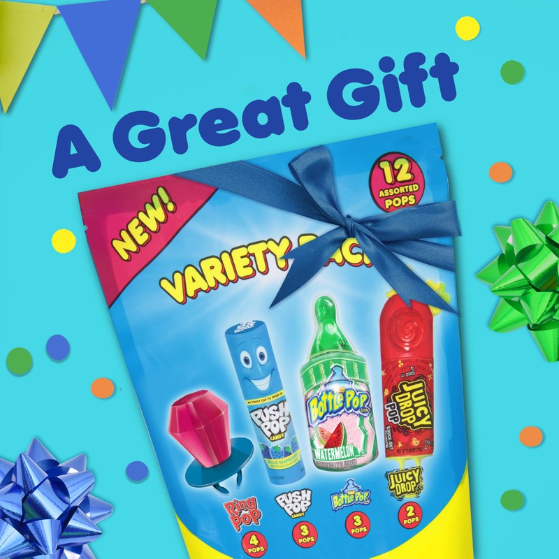 Candy Variety Pack - 12 Count Assorted Lollipops - Ring
