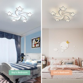 Goeco Kids Ceiling Light, 3 Light Modes (3000K/4500K/6000K) Modern Acrylic LED Close to Ceiling Light Fixture, White Star Shape Flush Mount Ceiling Light for Kids Room, Nursery, Bedroom, Living Room