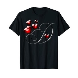Monogram Initial Letter D Love Heart T-Shirt