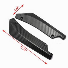 Xotic Tech JDM Universal Rear Bumper Canard Diffuser Splitter Valence Spoiler Fin Lip Trim, Carbon Fiber Pattern with Adjustable 6"-9" Support Rod -Neo