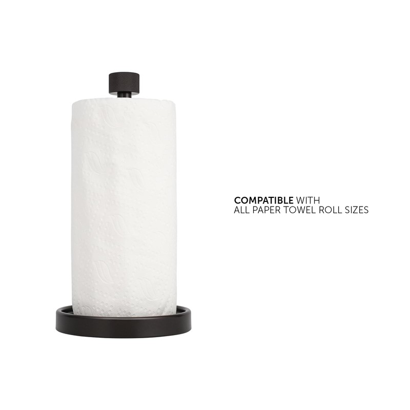 Ivilon Countertop Paper Towel Holder - Modern Knurling End Cap