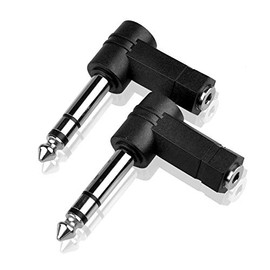 iYueMps 2pcs 3.5mm to 6.35mm Headphone Connector,1/4 Inch TRS to 3.5mm Right Angle Adapter,6.35mm Male to 3.5mm Female 90 Degree Stereo Headphone Audio Adaptor