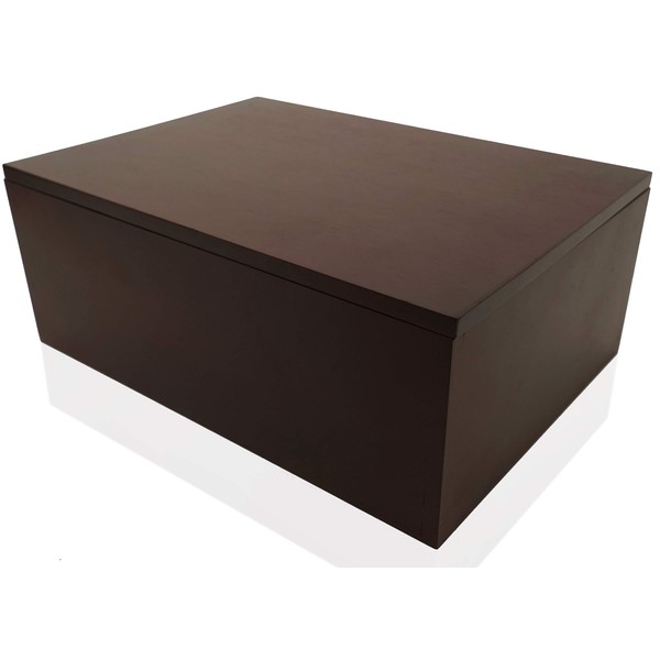 Wooden Storage Box for Home - Large Wood Keepsake Box with Lid - Dark Brown Wooden Memory Box - Wooden Boxes (Dark Brown)
