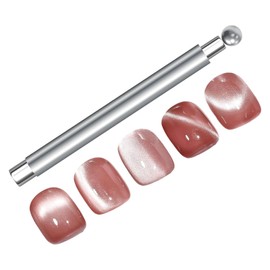 Samcos Nail Magnet, Strong Magnet, For Cats Eye, Gel Nail Art Tool, For Beginners, Self Nail DIY, Cat Eye Effect, For Home, Salon, Multi-Purpose Magnetic Wand (Silver)