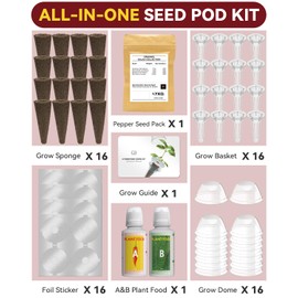 Hot Pepper Seed Pod Kit for Aerogarden, Ahopegarden (24 Pods) – Non-GMO Jalapeno Peppers and Cayenne Chili Peppers, 50+ Seeds per Variety, Includes Plant Food, Compatible with All Hydroponic Systems