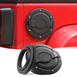 Gas Cap Fuel Filler Door Cover Compatible with Jeep Wrangler JK JKU 2007-2018 2&4Doors(Black,Come with Rubber Rings) Gas Tank Cap Fuel Cap