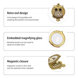 LinkWheres Owl Magnifying Glass Necklace, owl Pattern Necklace Magnifying Glass, Vintage Owl Magnifying Glass Pendant Necklace for Library,Reading Fine Print