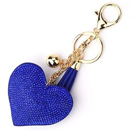Seraphis Glitter Heart Keyring Blue Crystal Rhinestone Love Keychain Charm Pendant Purse Bag Jewellry for Women