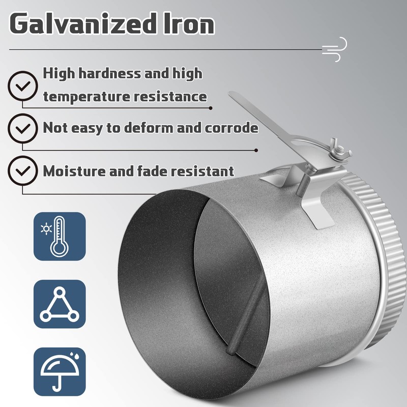 Therwen Backdraft Damper Duct Manual Volume Damper with Sleeve Galvanized