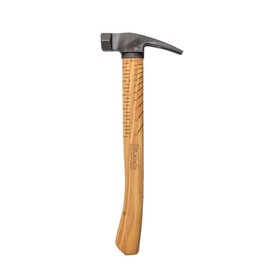 Boss Hammer 18 oz. 4340 Steel Hammer with Hickory Handle - Steel Finish, Curved Handle, Milled Face - Made in USA - BH22STHI18S