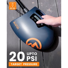 OutdoorMaster 20PSI High Pressure SUP Air Pump Shark - Intelligent Dual Stage Inflation & Auto-Off & Deflation, 12V DC Car Connector, for Inflatable Stand Up Paddle Boards, Boats (Dark Blue)