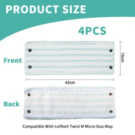 Set of 4 Mop Covers for Leifheit Clean Twist M Micro Duo 33 x 15 cm Floor Mop Replacement Cover for All Floors Replacement Mop Cover with Click System Microfibre Cleaning Cloth Ideal for Tiles and