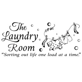 SUPERDANT The Laundry Room Quotes Wall Stickers Vinyl Bubble Wall Decor Stickers DIY Saying Wall Art Decal Sticker Home Decoration for Living Room, Bedroom, Bathroom, Black(27x59cm)