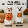 Halloween Ghost Dog Pumpkin Resin Figurine Hand-Painted Outdoor Indoor Holiday