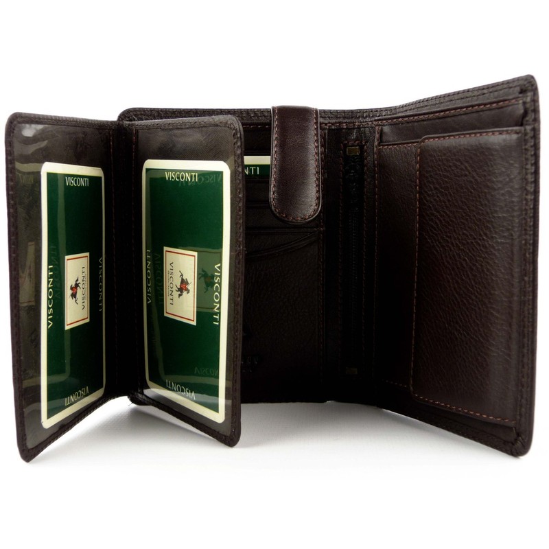 Visconti Heritage-11 Soft Thin Leather Quad Fold Wallets (Brown)