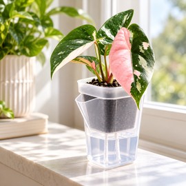 15-Pack Self-Watering Plant Pots for Seedlings and Cuttings – Translucent Plastic Planters with Water Reservoir for Indoor Growing
