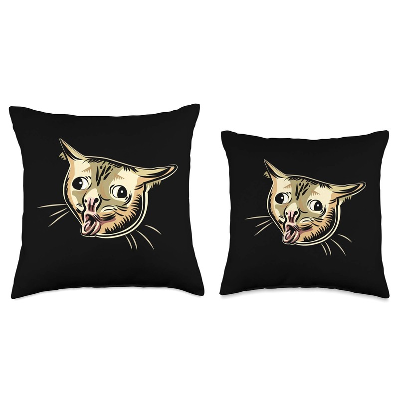 Coughing Cat Funny Cat Meme Graphic Throw Pillow