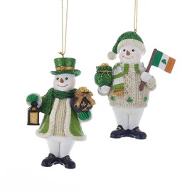 Kurt Adler 3.75 Inch Resin Irish Snowman Ornaments, Set of 2