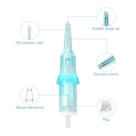 TATELF 1R0.3 Cartridges 20 pcs Needles Disposable with Membrane Safety Cartridges for Rotary Machine Pen
