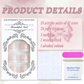 Square Fake Toenails Glossy White French Tip Press on Toenails Solid Short Acrylic False Toes Nails with White Nail Tip Designs Artificial Beach Light Pink Full Cover Toenail for Women and Girls