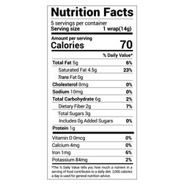 NUCO Certified ORGANIC Paleo Gluten Free Vegan Coconut Wraps, 5 Count (One Pack of Five Wraps)