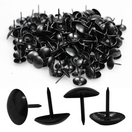 bociloy 200PCS 7/16" Upholstery Tacks Furniture Nails Pins, 11×13mm Decorative Furniture Tacks, Round Head Furniture Thumb Pushpin DIY Tacks for Upholstered Furniture Cork Board, Black