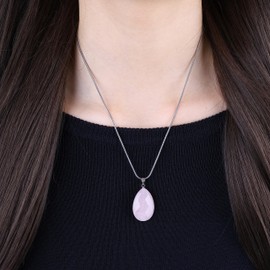 Koai Women's Cut Rose Quartz Power Stone Necklace, Rose Quartz, Rose Quartz