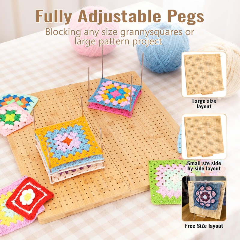 NewEle 17.0" Foldable Crochet Blocking Board with 40 Stainless Steel