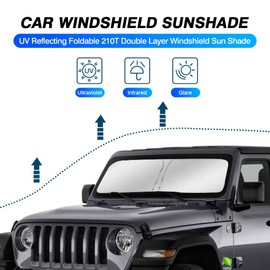 KUST Parasol para parabrisas para Jeep Wrangler JL y 2020 – 2021 Jeep Gladiator JT 2020 – 2021 parasol plegable para ventana Jeep Gladiator JT, visera parasol bloquea los rayos UV, mantiene tu coche fresco