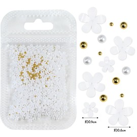 FsGrg ネイルデコレーションアクセサリー ネイルフラワー 5 弁花 複数のサイズ シルバービーズ ネイルパール デコレーションセット 多用途