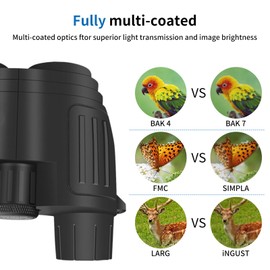 Small Binoculars for Kids and Adults, 20X25 High Powered, Waterproof, Easy Focus Compact Binoculars for Bird Watching,Cruises,Travel,Hiking