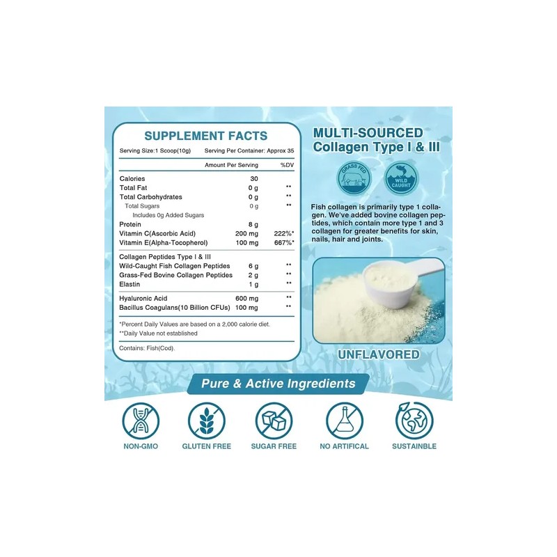 Colageno Hidrolizado Marino Vitamina Probioticos Sabor