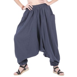 CandyHusky Men Women 100% Cotton Loose Baggy Boho Gypsy Aladdin Yoga Harem Pants (Blue)