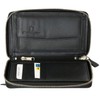 FLW Women's Black Metal Zip-Around Genuine Leather Wallet