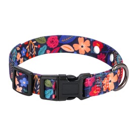 Rhea Rose 3/4 Inch Replacement Collar Strap Shock Collar with 2 Holes, Compatible with Nearly All Brands and Models of Underground Electric Dog Fences and Training Collars, Black Flowers Pattern