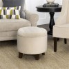 Pemberly Row Round Transitional Wood and Velvet Storage Ottoman in