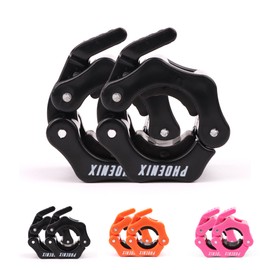 Phoenix Fitness Barbell Clamps - Pair of 1” or 2” Olympic Bar Collars for Weightlifting Bars - Set of 2 Heavy-Duty Barbell Clips - Quick Release Clamps for Home & Gym Training - Black, 1-inch