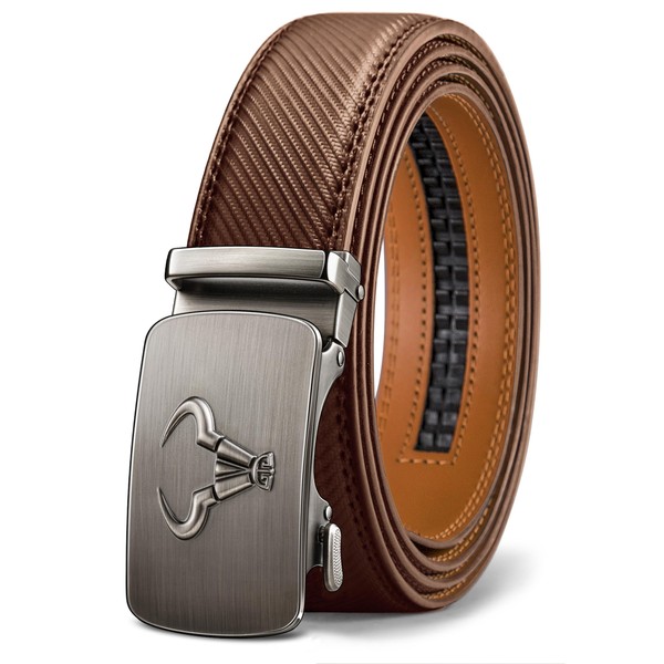 KEMISANT Ratchet Belt with Automatic Buckle, Leather Belt for Men