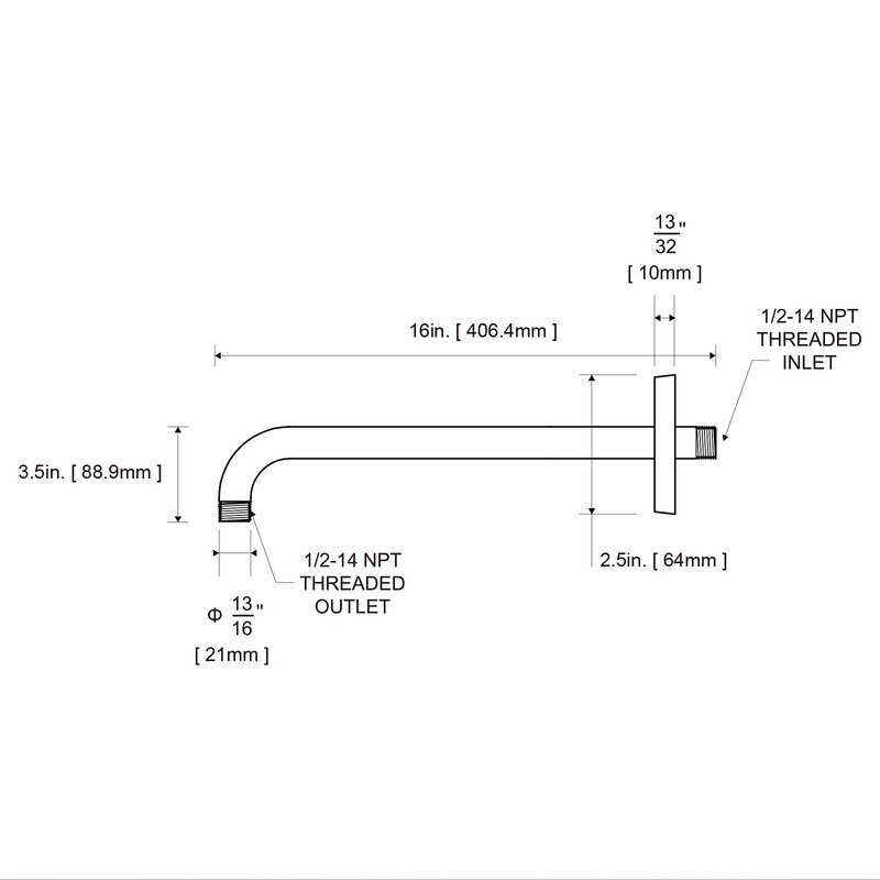 OFFO Shower Arm with Flange, 16 in Wall Mount Replacement